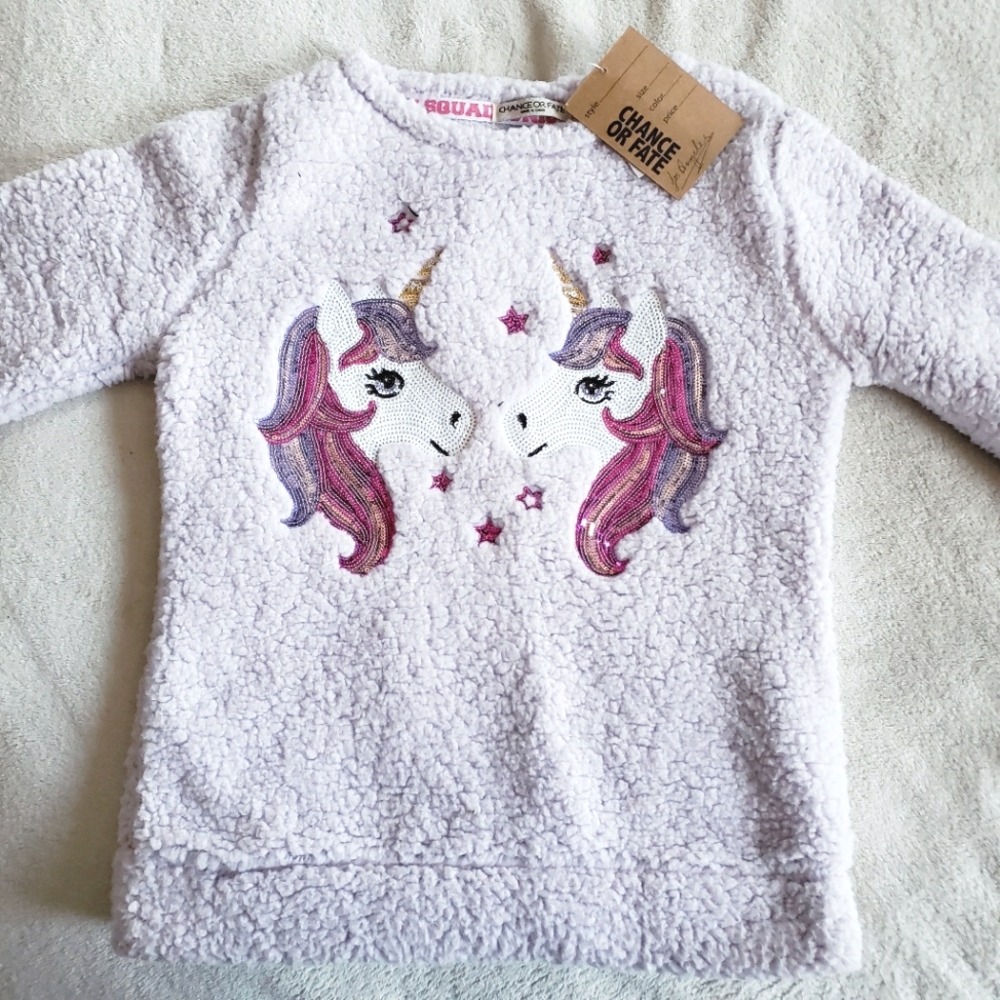 Sequin Unicorn Sweatshirt by Chance or Fate Plush Teddy Sherpa